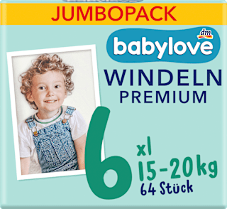 Pannolini premium taglia 6 XL (15-20 kg), confezione Jumbo babylove