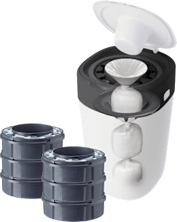 Windeleimer Twist & Click Sangenic, inklusive 6x Nachfüllpacks, weiß Tommee Tippee