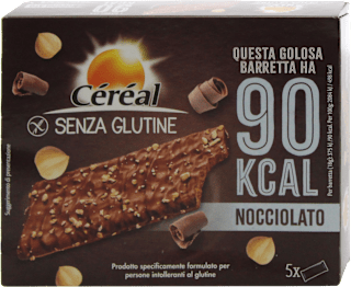 Barrette ai cereali ricoperte di cioccolato al latte e nocciole Céréal Senza Glutine