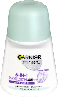 Minerálny guľôčkový antiperspirant 6-in-1 Protection Skin + Clothes GARNIER mineral