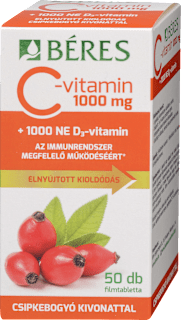C-vitamin 1000 mg csipkebogyó kivonattal + D3-vitamin filmtabletta Béres