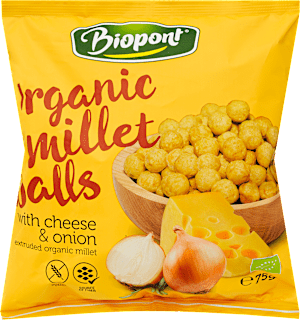 Bio extrudált sajtos-hagymás kölesgolyó Biopont