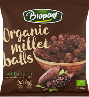 Bio extrudált kakaós kölesgolyó  Biopont