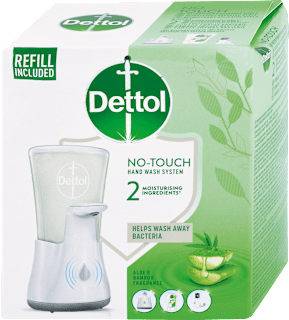 Bezdotykový dávkovač mydla a náplň Aloe vera a bambus Dettol