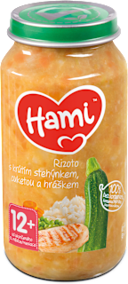 příkrm Rizoto s krůtím stehýnkem, cuketou a hráškem Hami