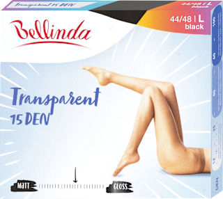 Harisnyanadrág Transparent, 15 DEN, fekete, L Bellinda