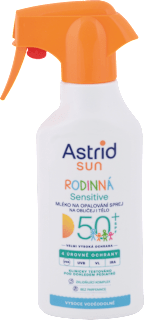 Mlieko na opaľovanie v spreji Rodinná Sensitive SPF 50+ Astrid