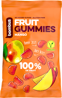 ovocné kousky Fruit Gummies s příchutí mango bombus