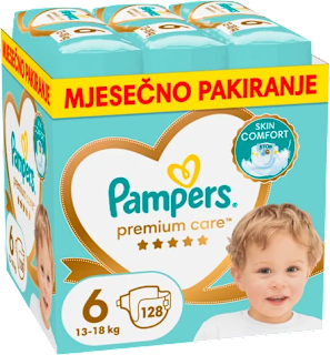 Pelene mjesečno pakiranje vel. 6 (13 – 18 kg) Pampers Premium Care