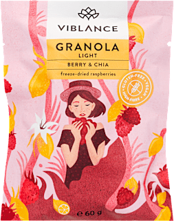 Light granola Berry & Chia, málnával és chiamaggal, kis kiszerelés Viblance