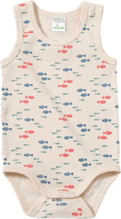 Body Ärmellos mit Fisch-Muster, beige, Gr. 86/92 ALANA