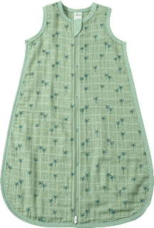 Schlafsack 0,5 TOG aus Musselin mit Palmen-Muster, grün, 70 cm