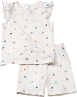 Schlafanzug mit Kirschen-Muster, weiß, Gr. 98, 1 St