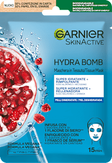 Maschera in tessuto SKINACTIVE HYDRA BOMB super idratante rimpolpante con acido ialuronico e melograno GARNIER SKIN ACTIVE