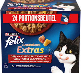 Nassfutter Katze Geschmacksvielfalt vom Land, Sensations Extras Multipack (24x85 g) Felix