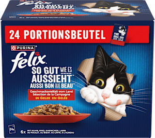 Nassfutter Katze, Geschmacksvielfalt vom Land in Gelee,Multipack (24x85 g) Felix