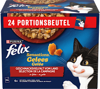 Nassfutter Katze, Sensations Gelée - Geschmacksvielfalt vom Land, Multipack (24x85 g) Felix
