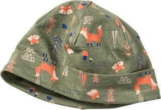 Beanie mit Fuchs-Muster, grün, Gr. 48/49 ALANA