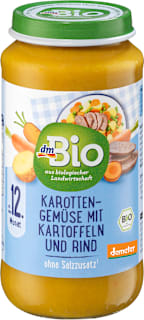 Omogeneizzato con carote, verdure, patate e manzo dmBio