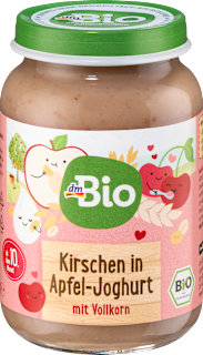 Frucht & Joghurt Kirschen in Apfel-Joghurt mit Vollkorn ab dem 10. Monat dmBio