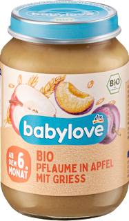 Frucht & Getreide Pflaume in Apfel mit Grieß ab dem 6.Monat babylove