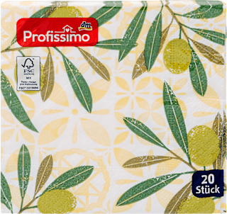 Ubrusi s motivom maslina, 3–slojni, 25 cm x 25 cm Profissimo