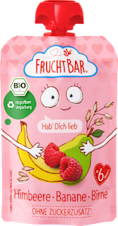 Quetschie Himbeere, Banane, Birne, Haferdrink ab 6 Monaten FruchtBar