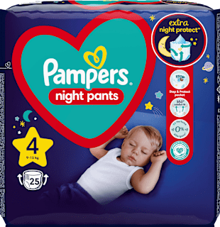Pieluchomajtki na noc rozmiar 4, 9-15 kg Pampers night pants