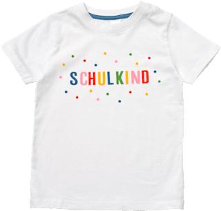 T-Shirt Schulanfang mit "SCHULKIND" Schriftzug, weiß, Gr. 128, 1 St