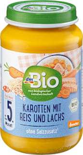 Omogeneizzato di carote con riso e salmone dmBio