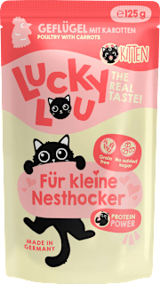 Nassfutter Katze Kitten mit Geflügel "für kleine Nesthocker", Junior Lucky Lou