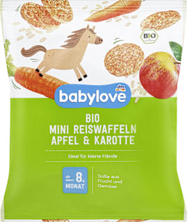 Био мини оризови вафли с ябълка и морков, 8+м babylove