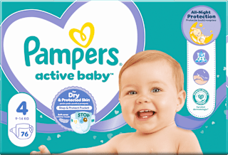 Пелени active baby, размер 4 (9-14 kg) Pampers active baby