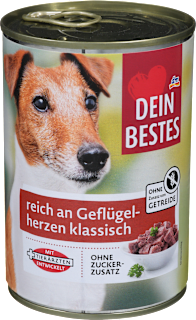 Vlažna hrana za pse, bogata živinskim srcima DEIN BESTES