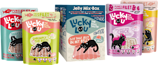 Nassfutter Katze Thunfisch & Huhn Jelly Mix Box, Multipack (12x70 g) Lucky Lou