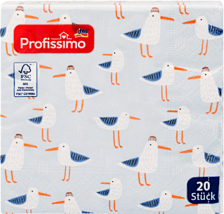 Ubrusi, 3–slojni, motiv galebova, 25 x 25 cm Profissimo