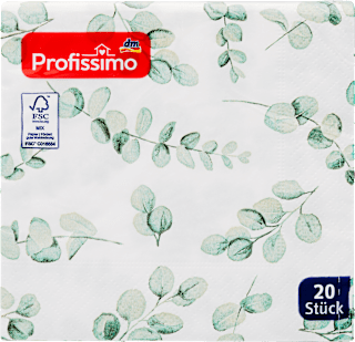 Ubrusi s motivom eukaliptusa, 3–slojni, 25 x 25 cm Profissimo