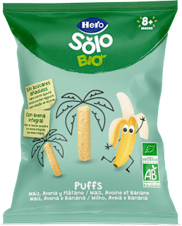 Snack Puffs mais, avena e banana Hero Solo