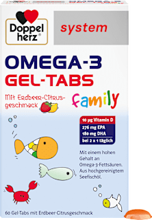Doppelherz system Omega-3 family Gel-Tabs Erdbeer-Citrusgeschmack 60 St Doppelherz