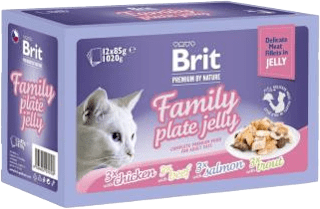 Premium By Nature kapsička pro kočky Family Plate Jelly 12x85 g, Multipack Brit