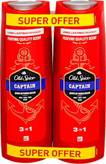 Gel za tuširanje in šampon Captain 3 v 1, 2 x 400 ml Old Spice