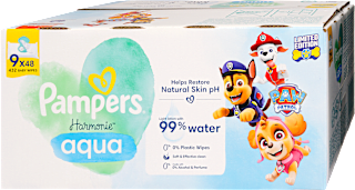 Nedves törlőkendő, Aqua, 9x48 db Pampers Harmonie