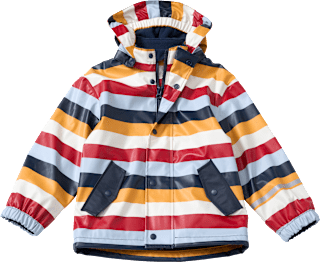Regenjacke mit Futter & Streifen-Muster, rot & blau & gelb, Gr.  122/128 PUSBLU