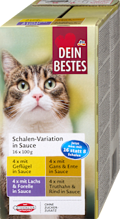 Nassfutter Katze Schalen-Variation in Sauce Dein Bestes