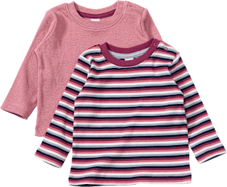 Langarmshirts mit Ripp-Struktur + Ringel-Muster, rosa, Gr. 86 ALANA