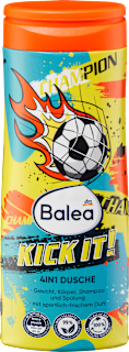 Kinder Duschgel Gesicht, Körper, Shampoo & Spülung 4in1 Kick it!  Balea