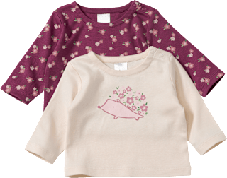 Langarmshirts mit Igel-Motiv & Blumen-Muster, beere + beige, Gr. 56  ALANA