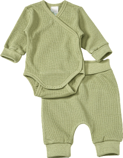Set mit Wickelbody und Hose mit Mitwachsfunktion, grün, Gr. 62/68 ALANA