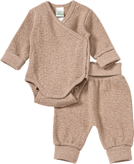Set mit Wickelbody und Hose mit Mitwachsfunktion, beige, Gr. 62/68 ALANA