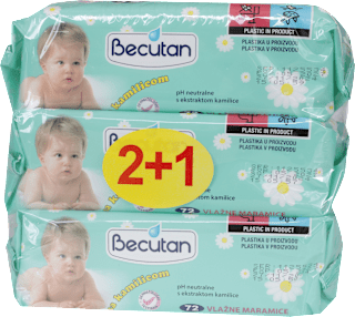 Vlažne maramice s ekstraktom kamilice, 3 x 72 kom. Becutan